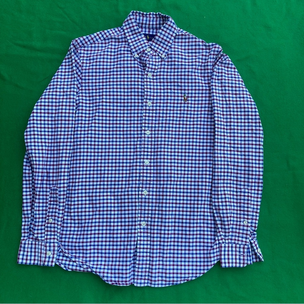 Ralph Lauren Blue and White Casual Button Down Shirt